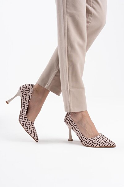 Zerenyus Kelsey Premium Women's Beige Patterned Stiletto