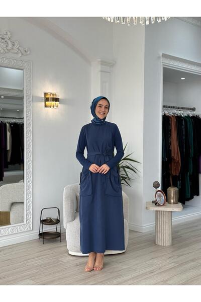 MissWhence Cep Detaylı Elbise İndigo 37814