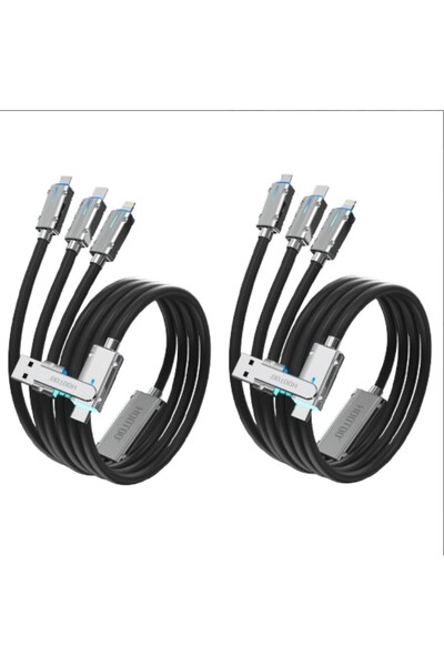 HooToo كيبل شحن سريع 3 في 2 من هوتو – أسود ، قدرة 100 واط لشحن فائق السرعة