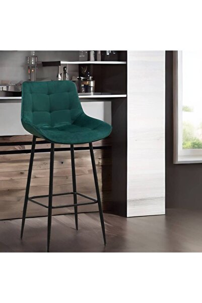 Al Saada Home كرسي بار مخملي فيروزي 102 × 43 × 52 سم