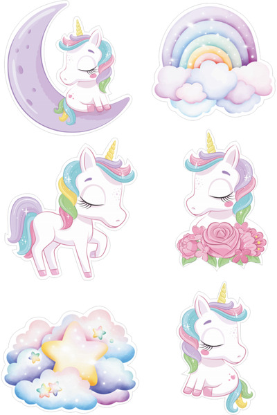 BatıDoğu Unicorn Yenilebilir Cupcake ve Pasta Resim Baskı