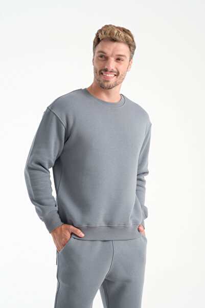 kaphone 10 Erkek Pamulu 3 İplik İçi Polarlı 0 Yaka Eşofman Takımı