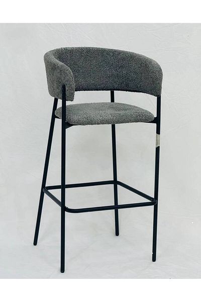 Al Saada Home Limited Quantity Velvet Bar Chair - Gray - 90 x 50 x 43 cm