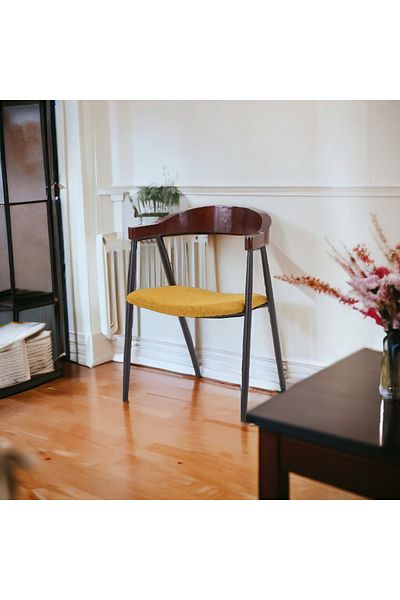 Al Saada Home Wood + Metal Chair with Cushion 73 x 48 x 45 cm