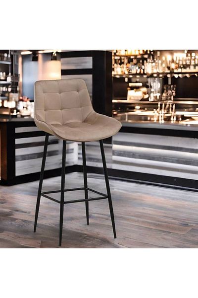 Al Saada Home Bar Stool Velvet Beige 102 x 43 x 52 cm