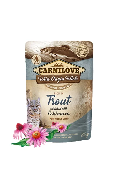 Carnilove Cat Pouch Rich in Trout Enriched with Echinacea 85 Gram (Box - 12 Piece)