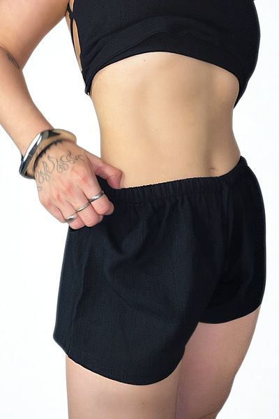 Oment Design Rosa Linen Lace-Up Shorts - Women's Low-Waist Short Linen Shorts
