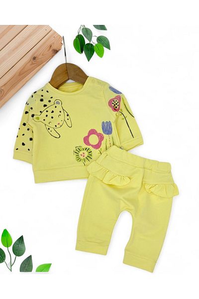 Ege Bebek Baby Girl, Cat and Flower Printed, Stylish Baby Set for Seasonal 6-36 Months Premium Quality