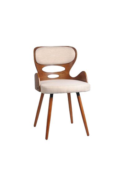 Al Saada Home Wood Chair with Leather, Brown-Beige 73 x 45 x 45 cm