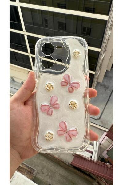 Rivor Vivo Y35 & Vivo Y22s Uyumlu Kılıf Kamera Korumalı Kelebek Ve Çiçek Kaba...