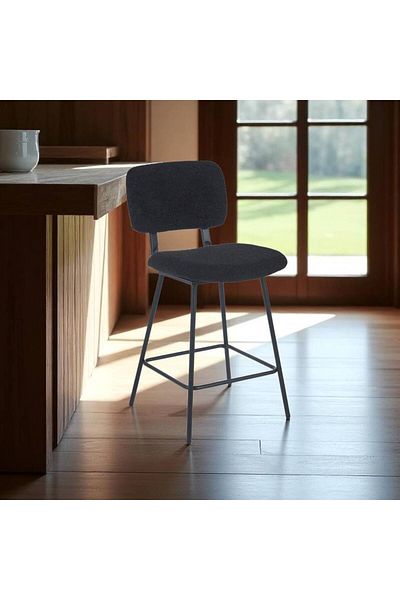 Al Saada Home Adjustable Bar Chair - Black - 51 x 42 x 94 cm