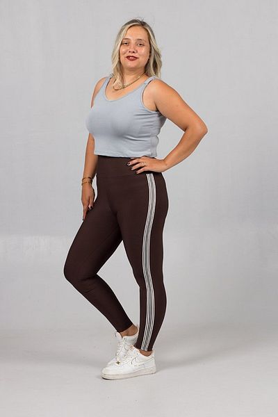 Truva XXL Brown White Striped Plus Size Leggings