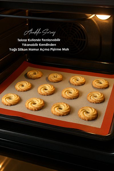 Anadolu Saray Reusable Bakeable Washable Self-Oiling Silicone Dough Rolling Baking Mat Silpat