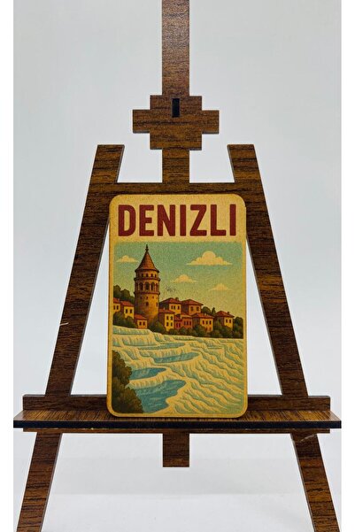 CraftbyBYC Denizli Temalı Resimli Ahşap Buzdolabı Magneti-Hediyelik Konsept M...