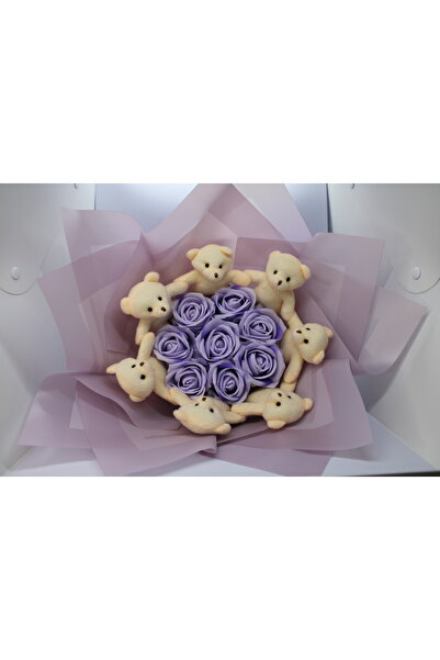 BYBAL Ayıcıklı Gül Buketi– 7 Mini Ayıcık & Gül Demeti sevgili hediyesi solmay...