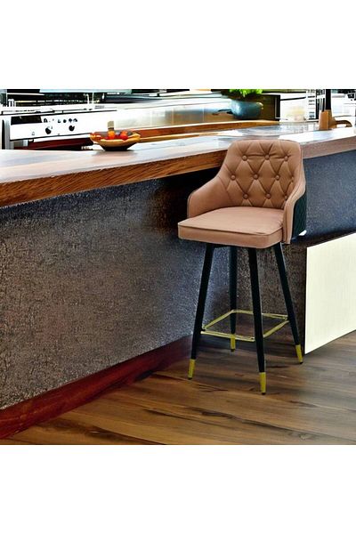 Al Saada Home Swivel Leather Bar Chair