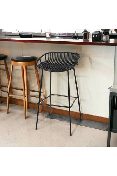Al Saada Home Black Metal Bar Chair 102 x 42 x 34 cm