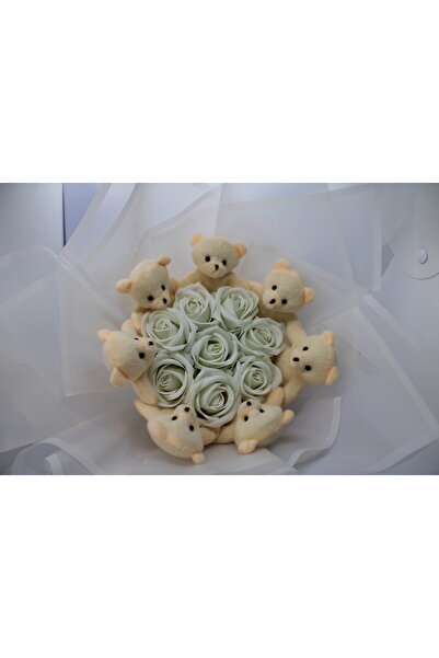 BYBAL Ayıcıklı Gül Buketi– 7 Mini Ayıcık & Gül Demeti sevgili hediyesi solmay...