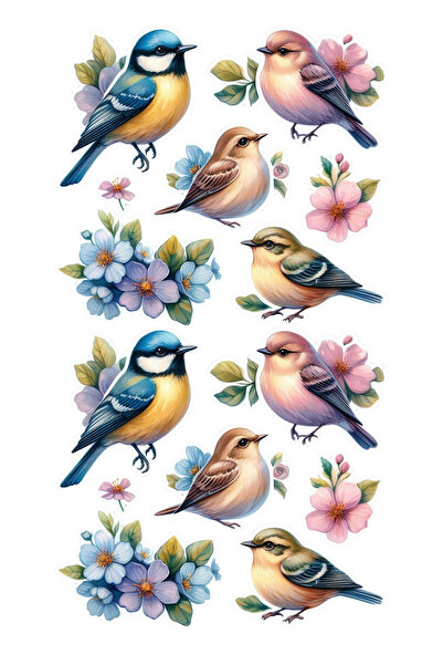 BatıDoğu Kuş Çiçek Yenilebilir Cupcake ve Pasta Resim Baskı