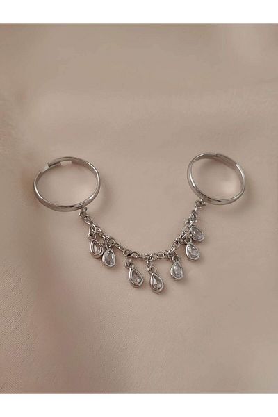 Eva Takı Store Şahmaran Damla Başak Model Zircon Stone Adjustable Silver Silver Colored Ring