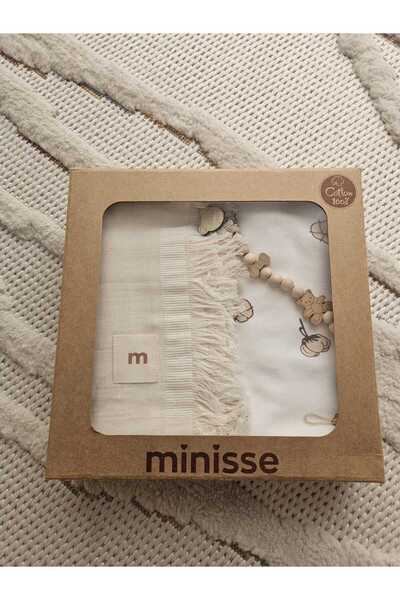 Minisse MÜSLİN VE PENYE BATTANİYE SETİ ( EMZİK ASKISI HEDİYELİ )