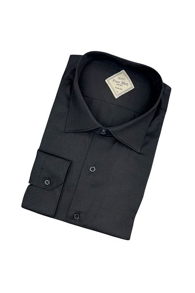 GÖMLEK GALERİSİ Slim Fit Slim Fit Plain Dobby Long Sleeve Men's Shirt