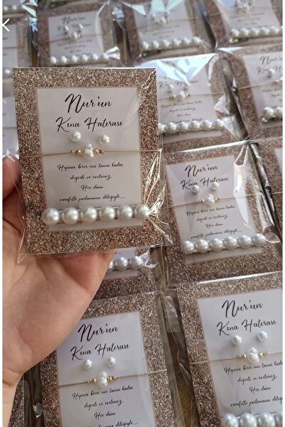 Mapel 50 Adet inci küpe, bileklik ve toka set kına, düğün, Bride to be, nikah...