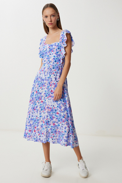 Lovelyİstanbul Καλοκαιρινό φόρεμα βισκόζης με σχέδιο LFG0127 ΜΩΒ
