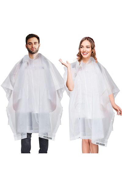 OEM Set of 2 Waterproof raincoat with hood, universal size, White