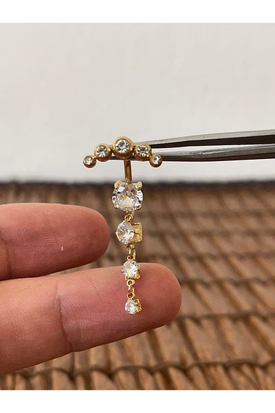 Rupen Kraft 316 L Surgical Steel Zircon 5 Stone Model Special Design Navel Piercing