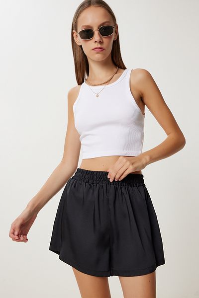 Lovelyİstanbul Pantaloni scurți Mini Satin Surface LFG0096 NEGRI