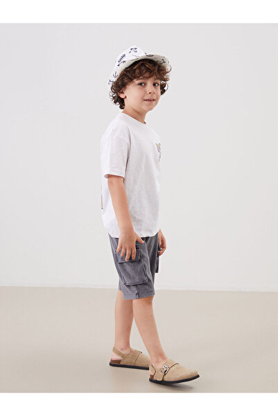LC Waikiki LCW Kids Anthrazitfarbene Jungen-Shorts mit elastischem Bund und T...