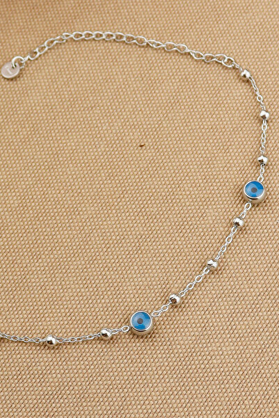 Keyifli Hayaller 316L Çelik Halhal - Nazar Boncuklu Dorika Zincir 316L Çelik Halhal 22+5 cm Kararmaz Solmaz