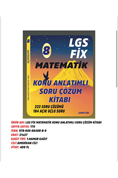 LEVENT İÇÖZ YAYINLARI LGS matematik Konu anlatımlı soru çözüm kitabı-benzeri ...
