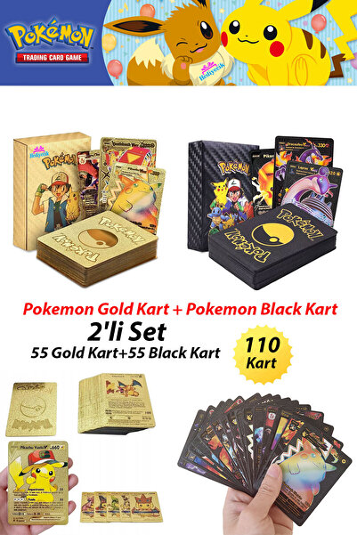 hediyecik مجموعة بوكيمون جولد فويل ستارتر كارت + بوكيمون بلاك فويل ستارتر كار...