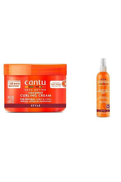 Cantu Coconut Curling Cream 12 oz & Coconut Oil Shine Mist 8 fl oz Bundle for Natural Hair