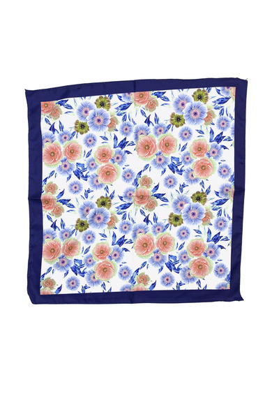 Sultan İpek Bahar Çiçekleri Desenli Fular / Bandana 48x48