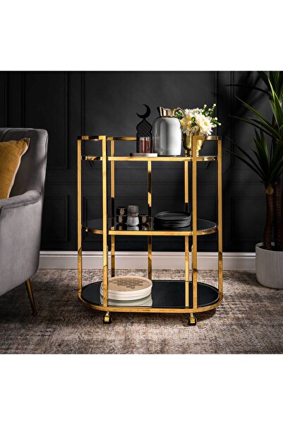 Generic Trolley Ssteel Gold 3 Tier - 75.5*43*90 cm