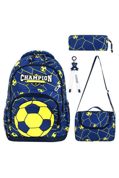 BGT BEGATİ Football Ball Fan Patterned Triple Children's Primary School Bag (Bag.Thermal Nutrition.Pencil Holder)