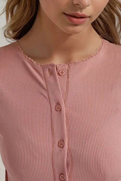 Hiccup Μπλουζάκι με λεπτομέρεια με κουμπιά με υφή δαντέλα