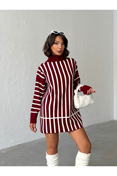 Nosia Women's Turtleneck Striped Knitwear Tunic