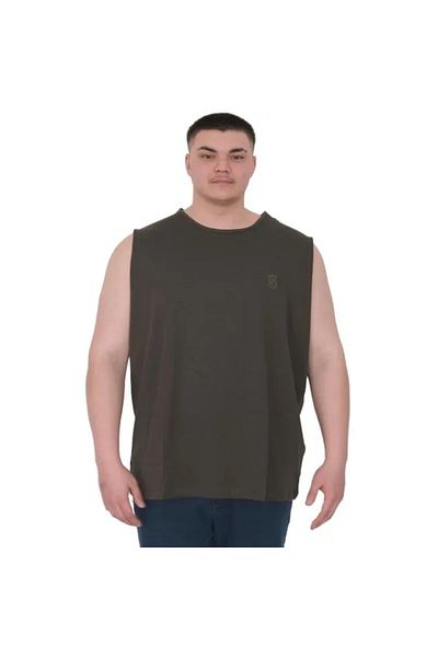 cusseli Battal Size Men's Sleeveless Tshirt Embroidered 25101 Khaki
