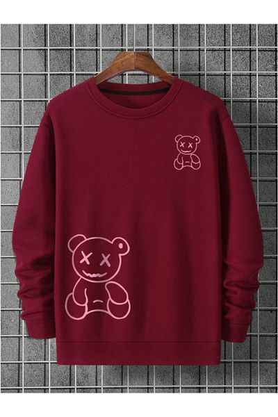 Hunors Sportswear & Company Men's Bear Printed Oversize Sweatshirt