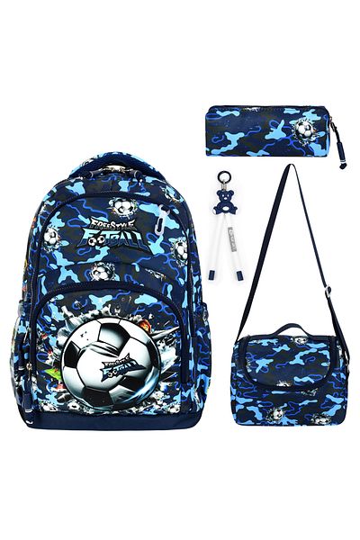 BGT BEGATİ Football Ball Fan Patterned Triple Children's Primary School Bag (Bag.Thermal Nutrition.Pencil Holder)