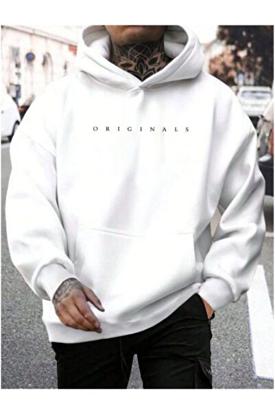 PERISENSE Hanorac oversize cu glugă cu imprimeu Originals pentru bărbați