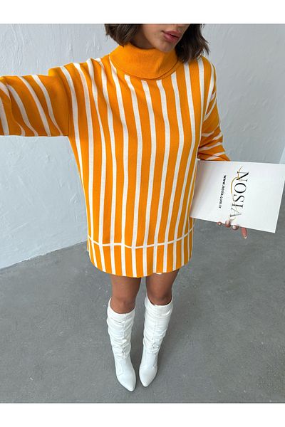 Nosia Women's Turtleneck Striped Knitwear Tunic