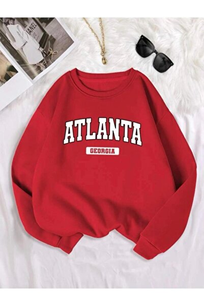 kahire Hanorac unisex roșu cu imprimeu Atlanta