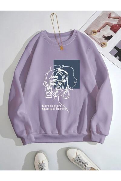 kahire Tricou unisex cu imprimeu Lila Beauty cu decolteu rotund