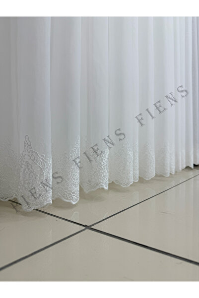 FİENS KARLİNE ETEK GÜPÜRLÜ TTITAÇ BAMBU MODERN TÜL PERDE 1/3 Sık Pileli|Ütü İstemez Her Odaya Uygun