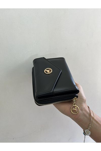 shiny ever Medium Size Black Gold Women's Wallet